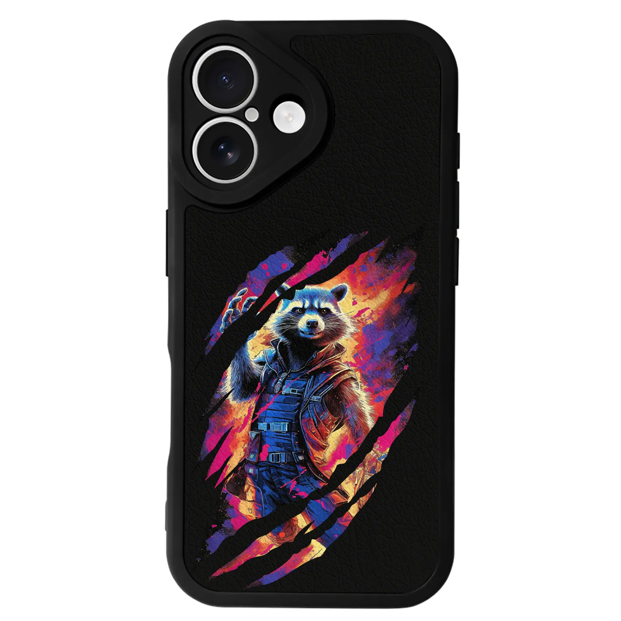 アベンジャーズ (Avenjāzu) グッズ ロケット(Roketto) - IPhone 16シリーズ対応 ・ シリコンスマホケース ・ レザー調 ・ 高精度フィット ・ 耐衝撃 ・ ワイヤレス充電対応 ・ 精密カット